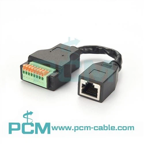 RJ45 Ethernet Ayol rozetkasidan Terminal bahor bloki kabeliga
