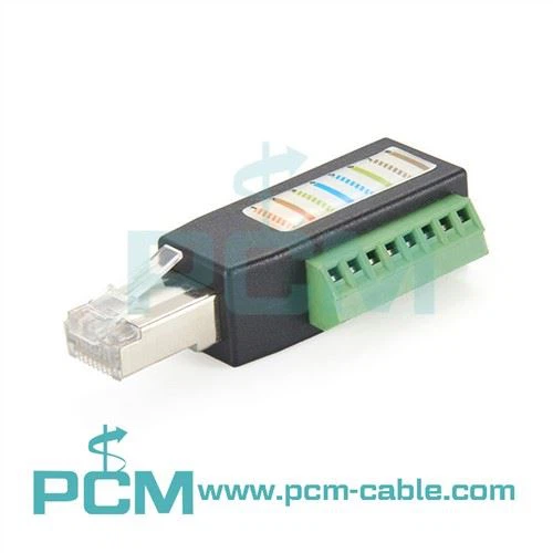 RJ45 Erkakdan 8 Pozitsiyaga Yon Terminal Blok Adapter