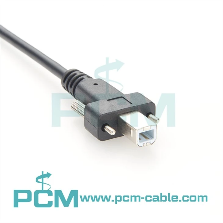 Screw Lock USB 2.0 Hi-Speed A Non-Locking to B Locking Device Cable
