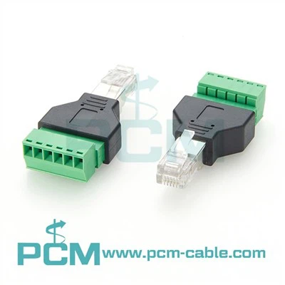 RJ45 Male Plug To 8 Pin Screw Terminal Adapter Connector