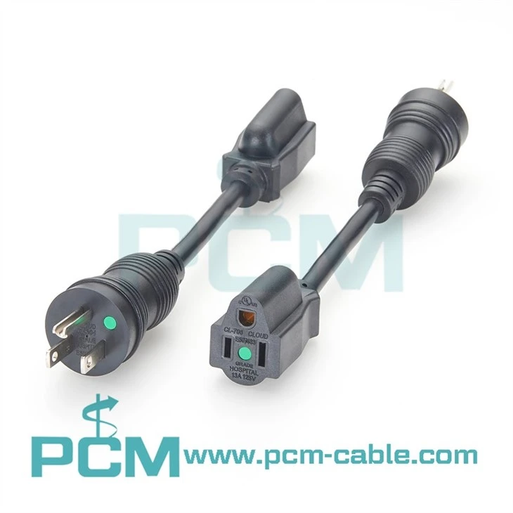Medical Grade Green Dot Power Extension Cable 16AWG