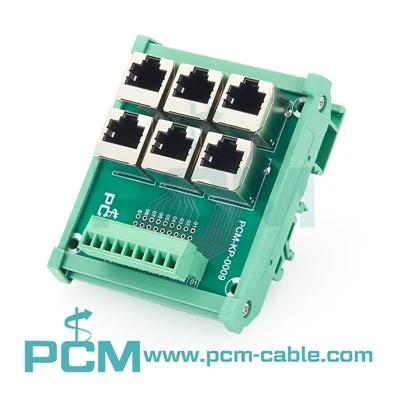 DIN Rail 6-Way RJ45 Terminal Block Breakout Board