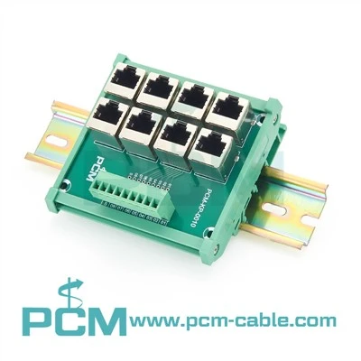 DIN Rail 8-Way RJ45 Terminal Block Breakout Board