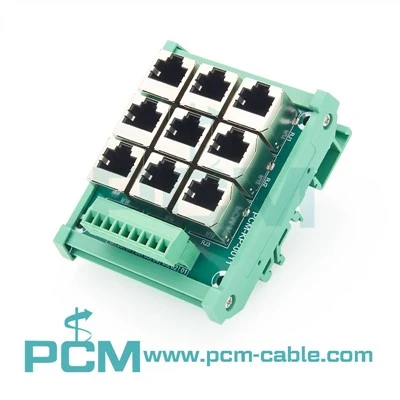 DIN Rail 9-Way RJ45 Terminal Block Breakout Board