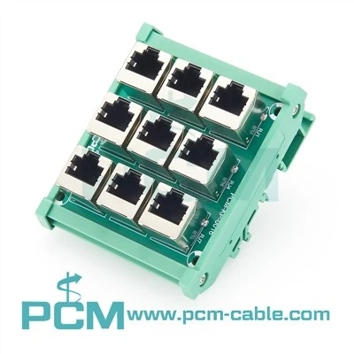 DIN Rail RJ45 interfeysi moduli 9 port
