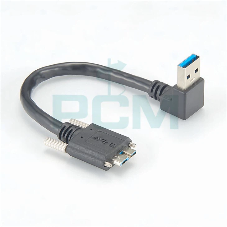 Sanoat kamerasi uchun 90 darajali toʻgʻri burchakli USB3.0 dan mikro USB vintli oʻrnatish kabeli